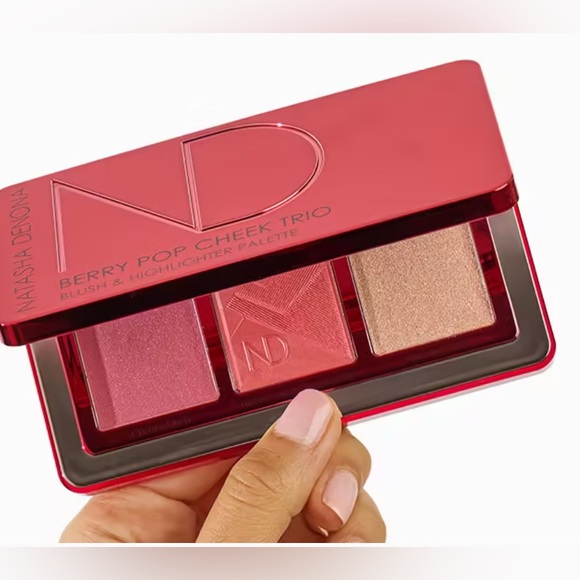 NATASHA DENONA ~ BERRY POP CHEEK TRIO BLUSH & HIGHLIGHTER PALETTE Cream & Powder - Picture 10 of 14